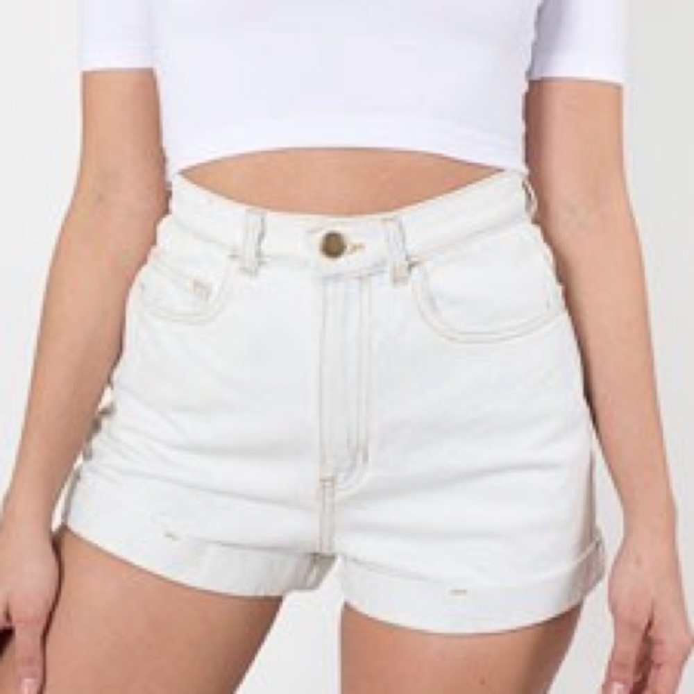 American Apparel Light Wash High Waisted Shorts